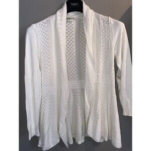 VIVID IMPORTERS Sweater Knit Cardigan 90s White Lightweight Size Large